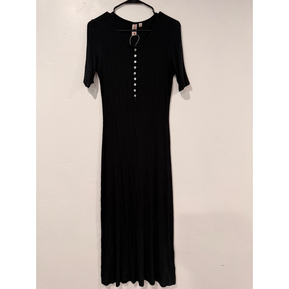 Anthropologie‎ Dolan Ribbed Henley Midi Dress Black Short Sleeve XS